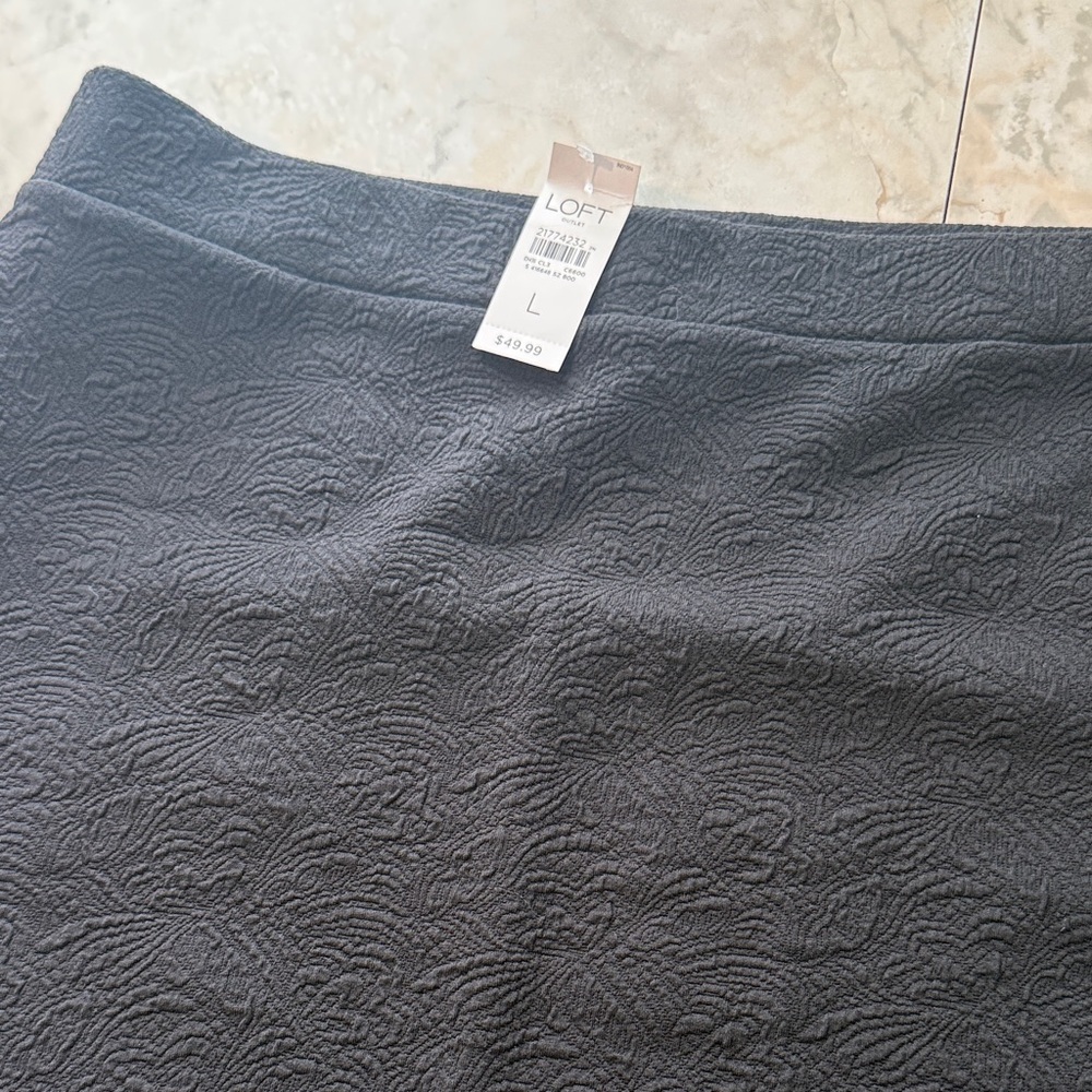 LOFT Charcoal Black Textured Skirt